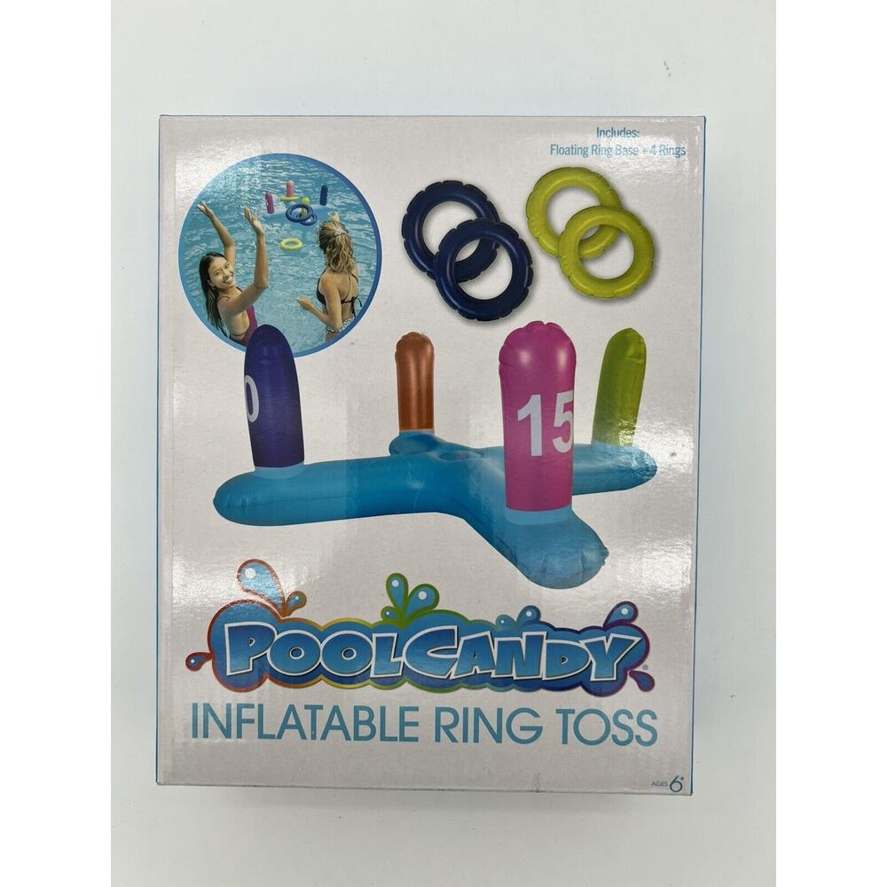 PoolCandy Inflatable Ring Toss, 4 Inflatable Rings And 1 Inflatable Base. - Picture 1 of 4